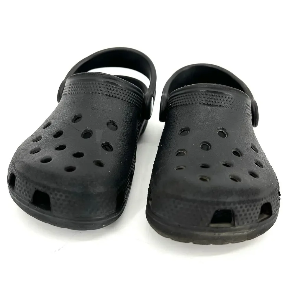Crocs kids black rubber slip‎ on slingback clogs (9)